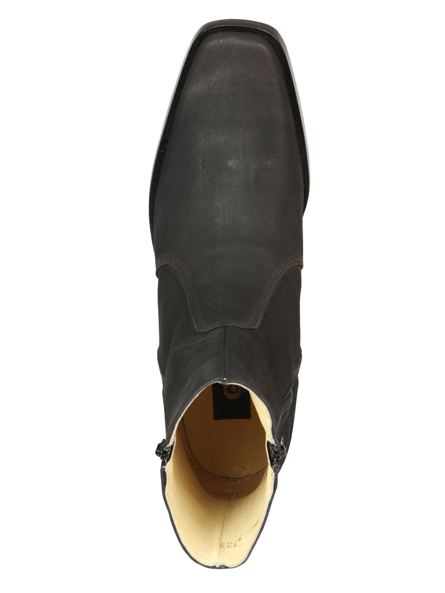 EL Besserro Men's Double Zipper Dress Boot - Nobuck Black 45831