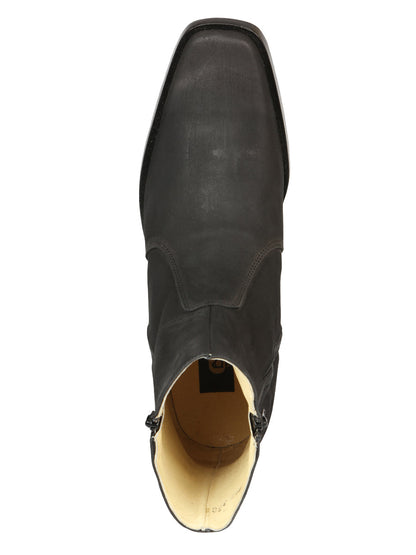 EL Besserro Men's Double Zipper Dress Boot - Nobuck Black 45831