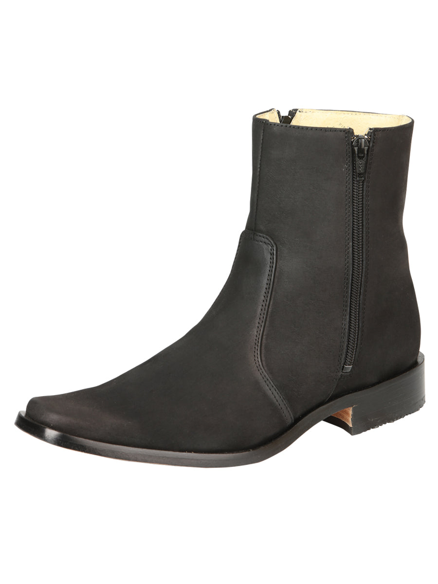 EL Besserro Men's Double Zipper Dress Boot - Nobuck Black 45831
