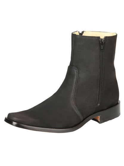 EL Besserro Men's Double Zipper Dress Boot - Nobuck Black 45831