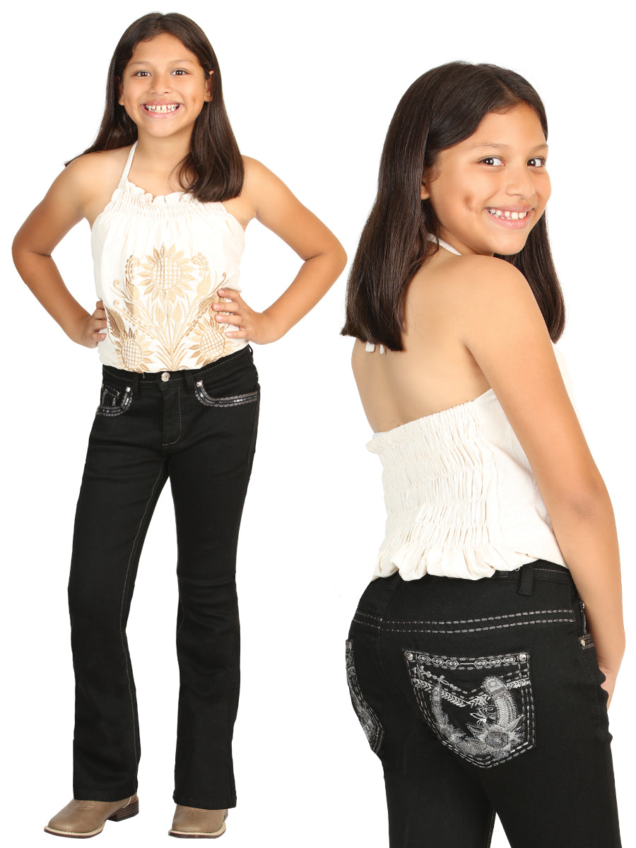 Girls Centenario Premium Bootcut Jeans -  Black Denim 45835