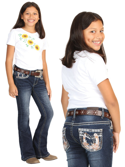 Girls Centenario Premium Bootcut Jeans -  Dark Blue Denim 45836