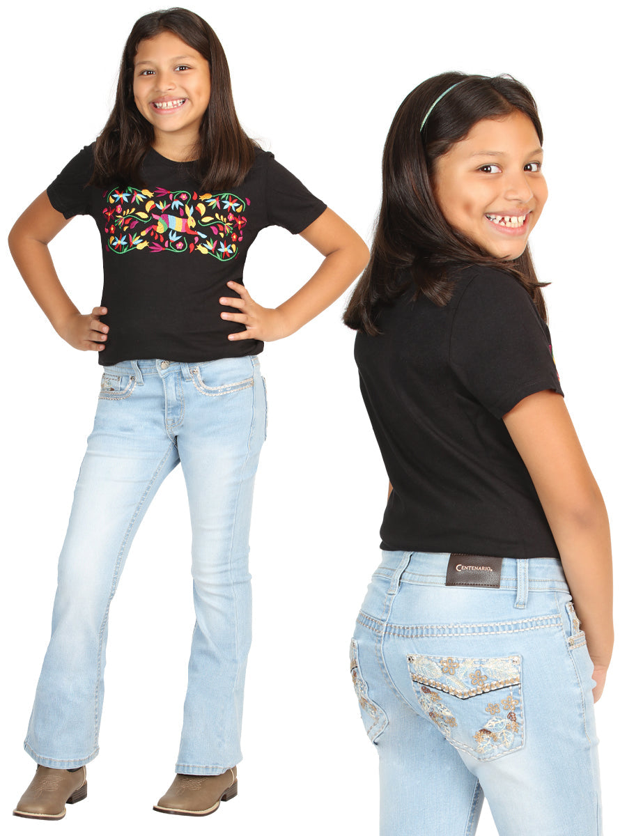 Girls Centenario Premium Bootcut Jeans -  Light Blue Denim 45837