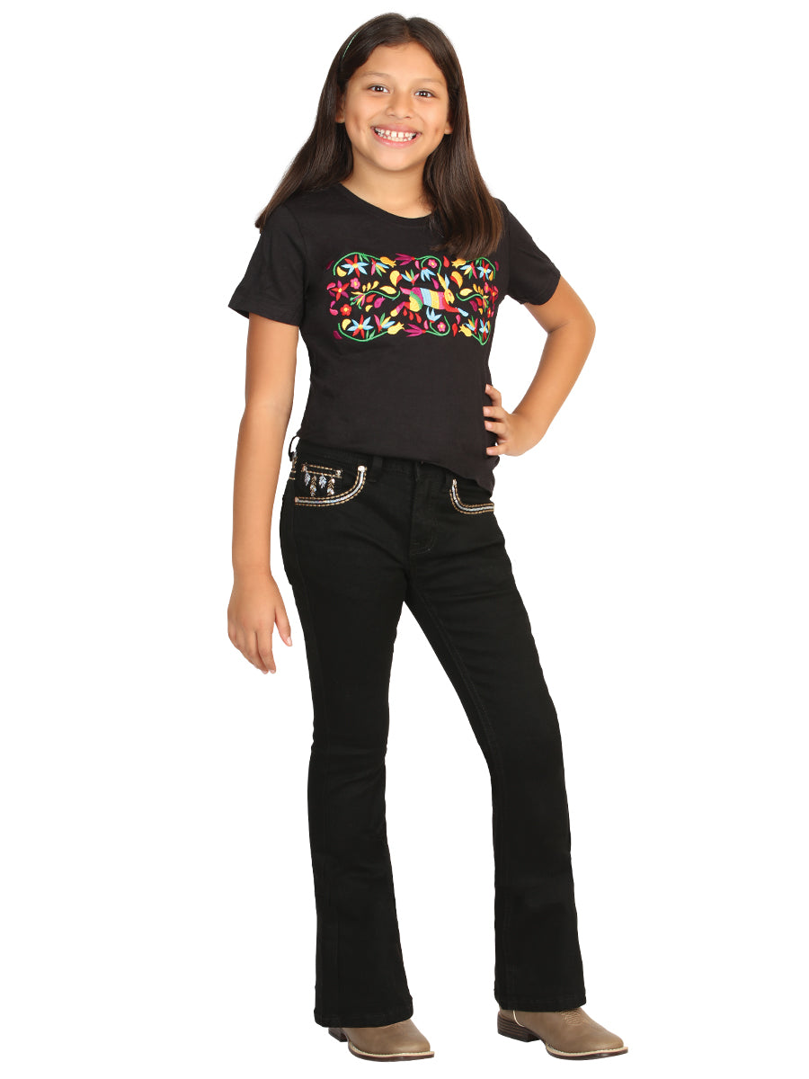 Girls Centenario Premium Bootcut Jeans -  Black Denim 45838