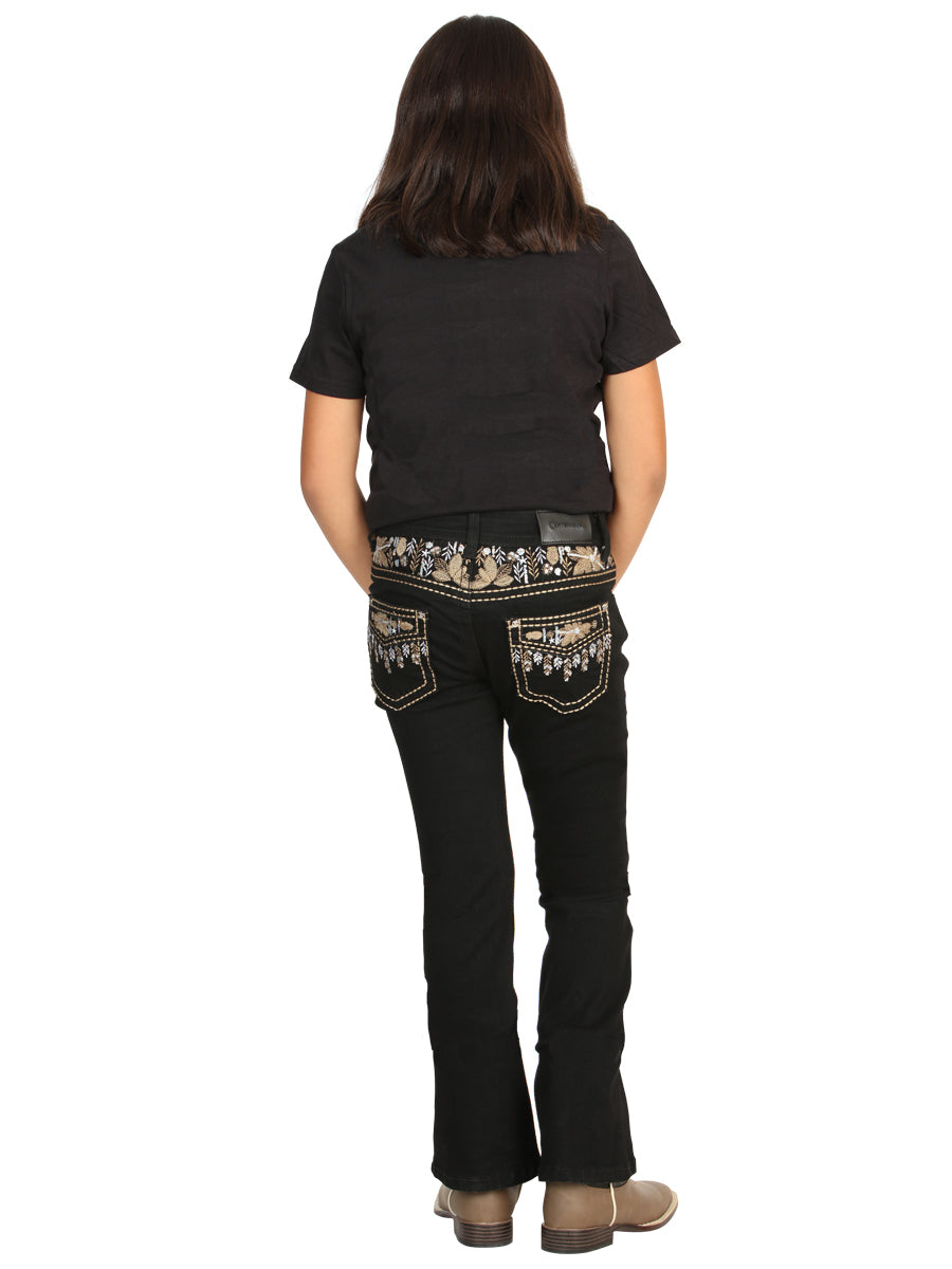 Girls Centenario Premium Bootcut Jeans -  Black Denim 45838
