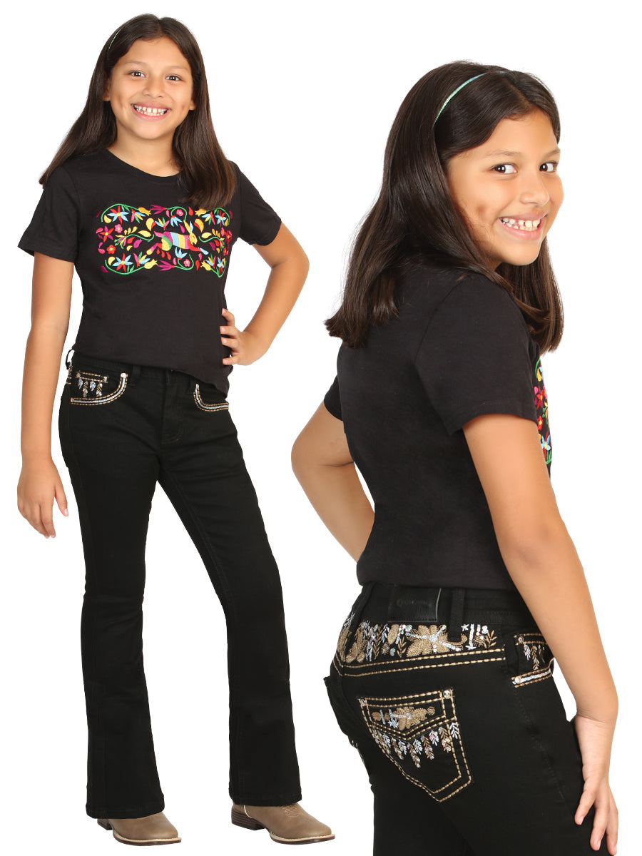Girls Centenario Premium Bootcut Jeans -  Black Denim 45838