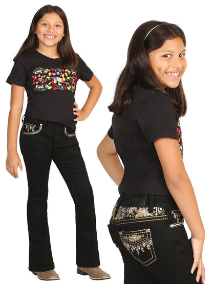 Girls Centenario Premium Bootcut Jeans -  Black Denim 45838