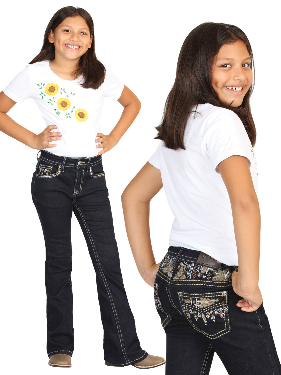 Girls Centenario Premium Bootcut Jeans -  Dark Blue Denim 45839
