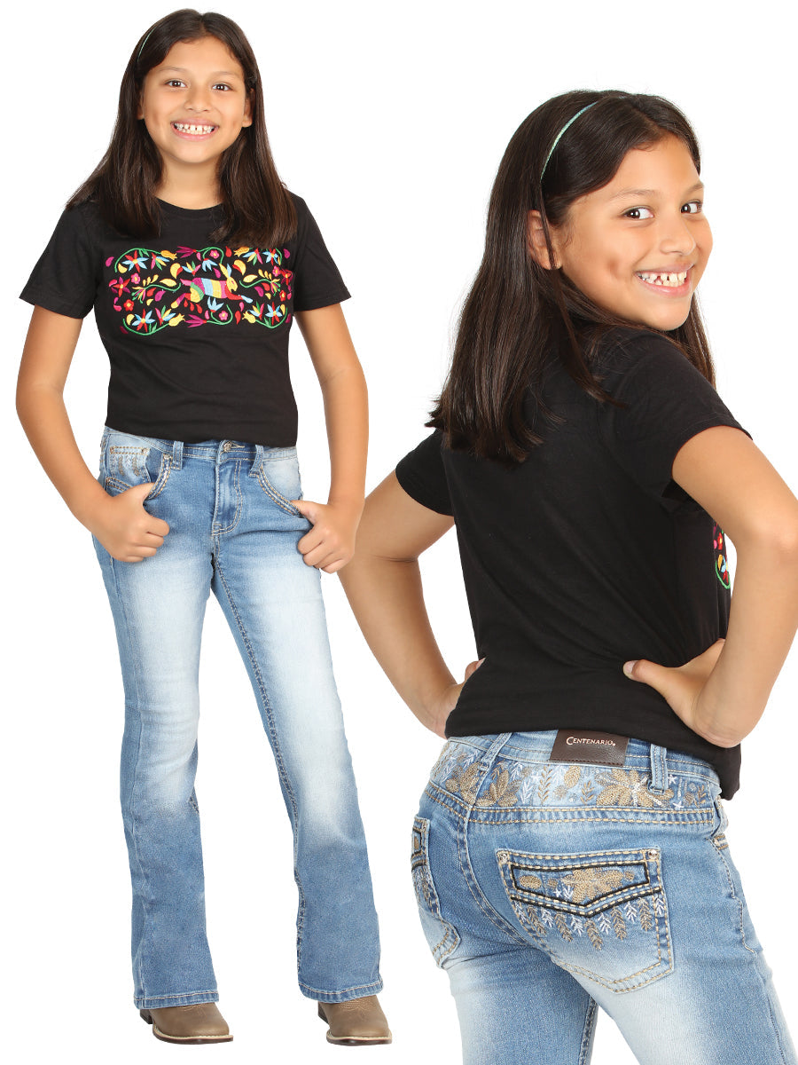 Girls Centenario Premium Bootcut Jeans -  Light Blue Denim 45840