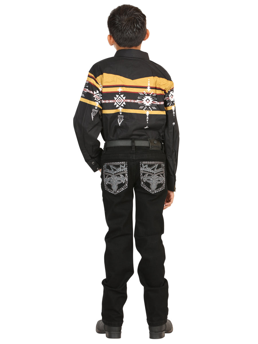 Boys Centenario Premium Bootcut Jeans - Black Denim 45841