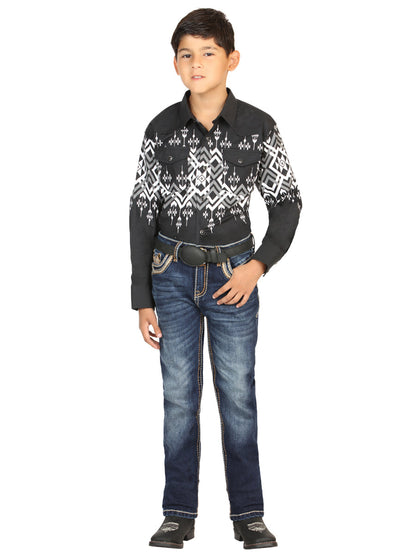 Boys Centenario Premium Bootcut Jeans - Medium Blue Denim  45842