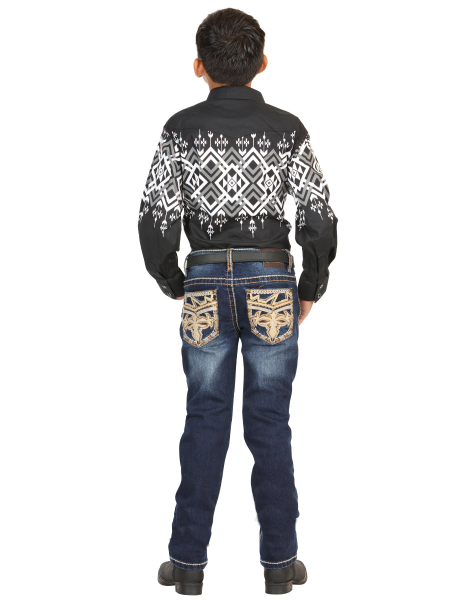 Boys Centenario Premium Bootcut Jeans - Medium Blue Denim  45842