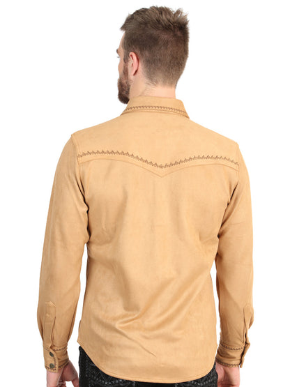 El General Men’s Long Sleeve Western Shirt Suede - Khaki 45885