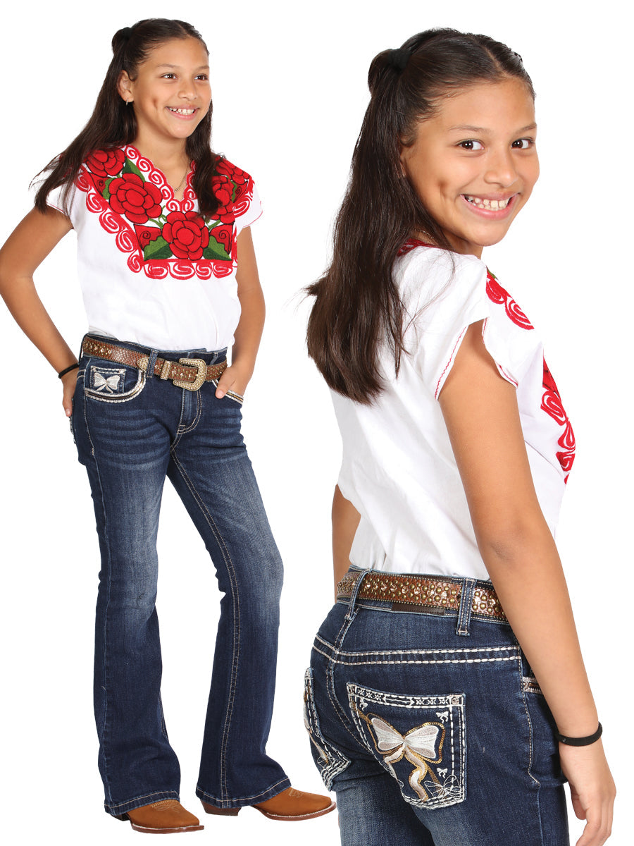 Girls Centenario Premium Bootcut Jeans -  Dark Blue Denim 45909