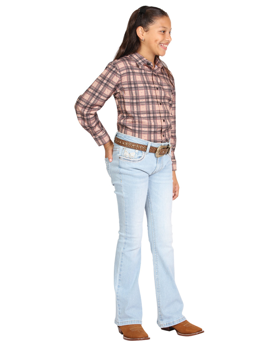 Girls Centenario Premium Bootcut Jeans -  Light Blue Denim 45910