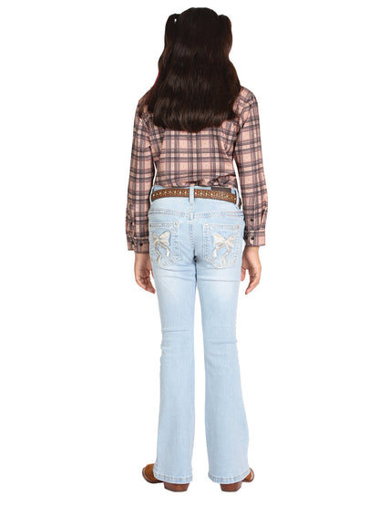 Girls Centenario Premium Bootcut Jeans -  Light Blue Denim 45910