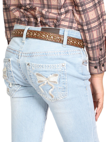 Girls Centenario Premium Bootcut Jeans -  Light Blue Denim 45910