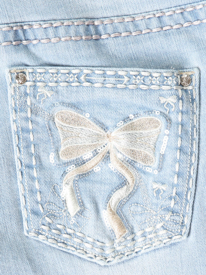 Girls Centenario Premium Bootcut Jeans -  Light Blue Denim 45910