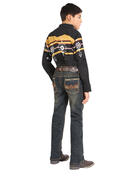 Boys Centenario Premium Bootcut Jeans - Tinted Green Denim  45911
