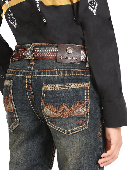 Boys Centenario Premium Bootcut Jeans - Tinted Green Denim  45911