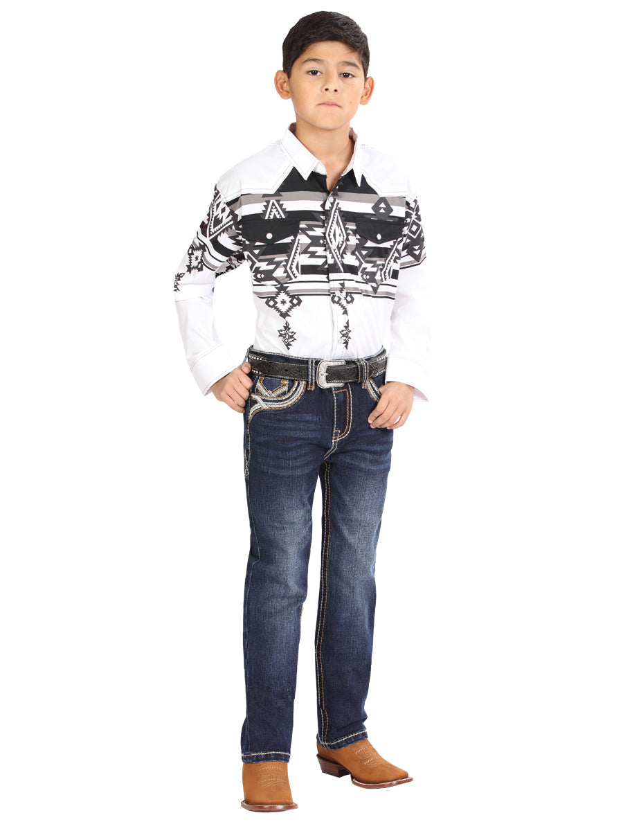 Boys Centenario Premium Bootcut Jeans - Dark Blue Denim 45914