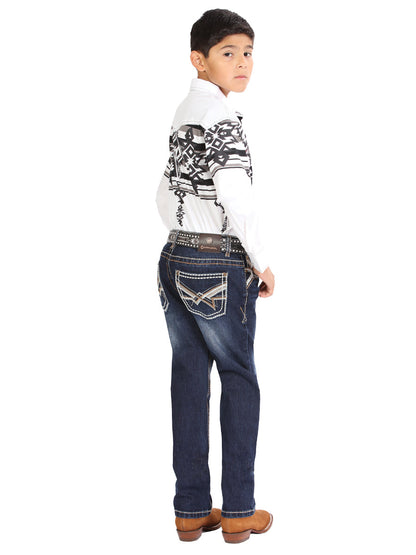Boys Centenario Premium Bootcut Jeans - Dark Blue Denim 45914