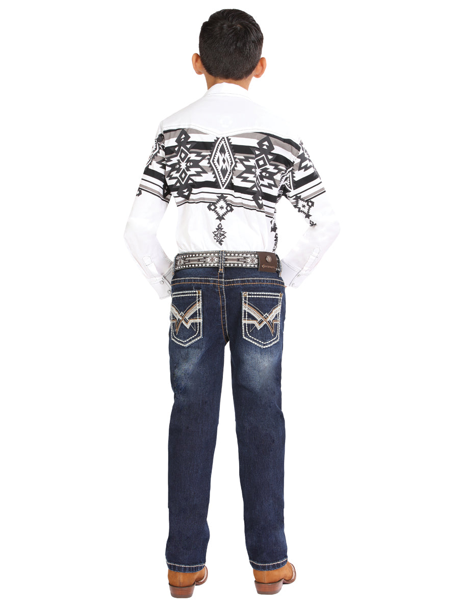 Boys Centenario Premium Bootcut Jeans - Dark Blue Denim 45914