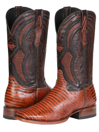 Men's El General Western Boot Lizard Print Leather - Cognac 45930