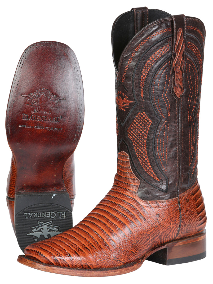 Men's El General Western Boot Lizard Print Leather - Cognac 45930