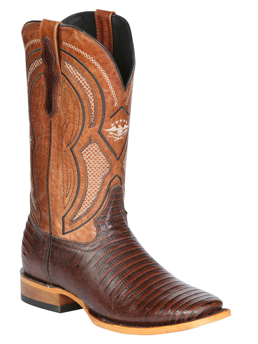Men's El General Western Boot Lizard Print Leather - Brown 45931