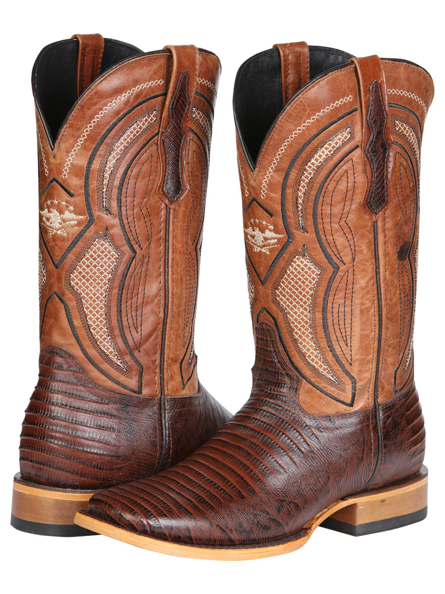 Men's El General Western Boot Lizard Print Leather - Brown 45931