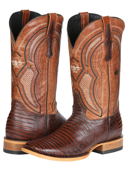 Men's El General Western Boot Lizard Print Leather - Brown 45931