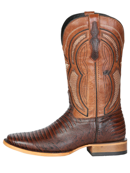 Men's El General Western Boot Lizard Print Leather - Brown 45931