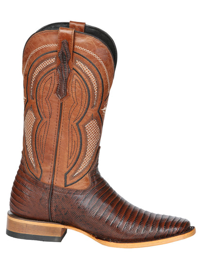 Men's El General Western Boot Lizard Print Leather - Brown 45931