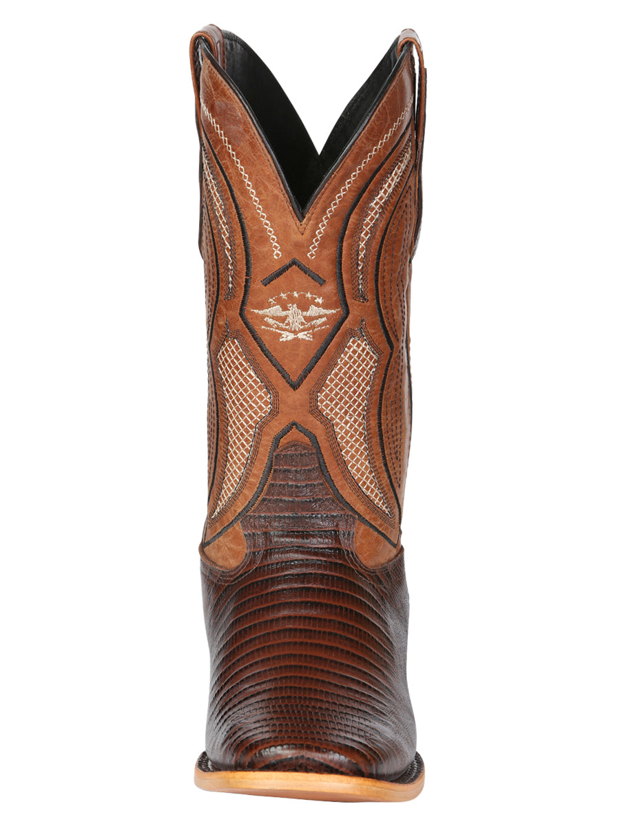 Men's El General Western Boot Lizard Print Leather - Brown 45931