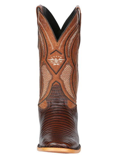 Men's El General Western Boot Lizard Print Leather - Brown 45931