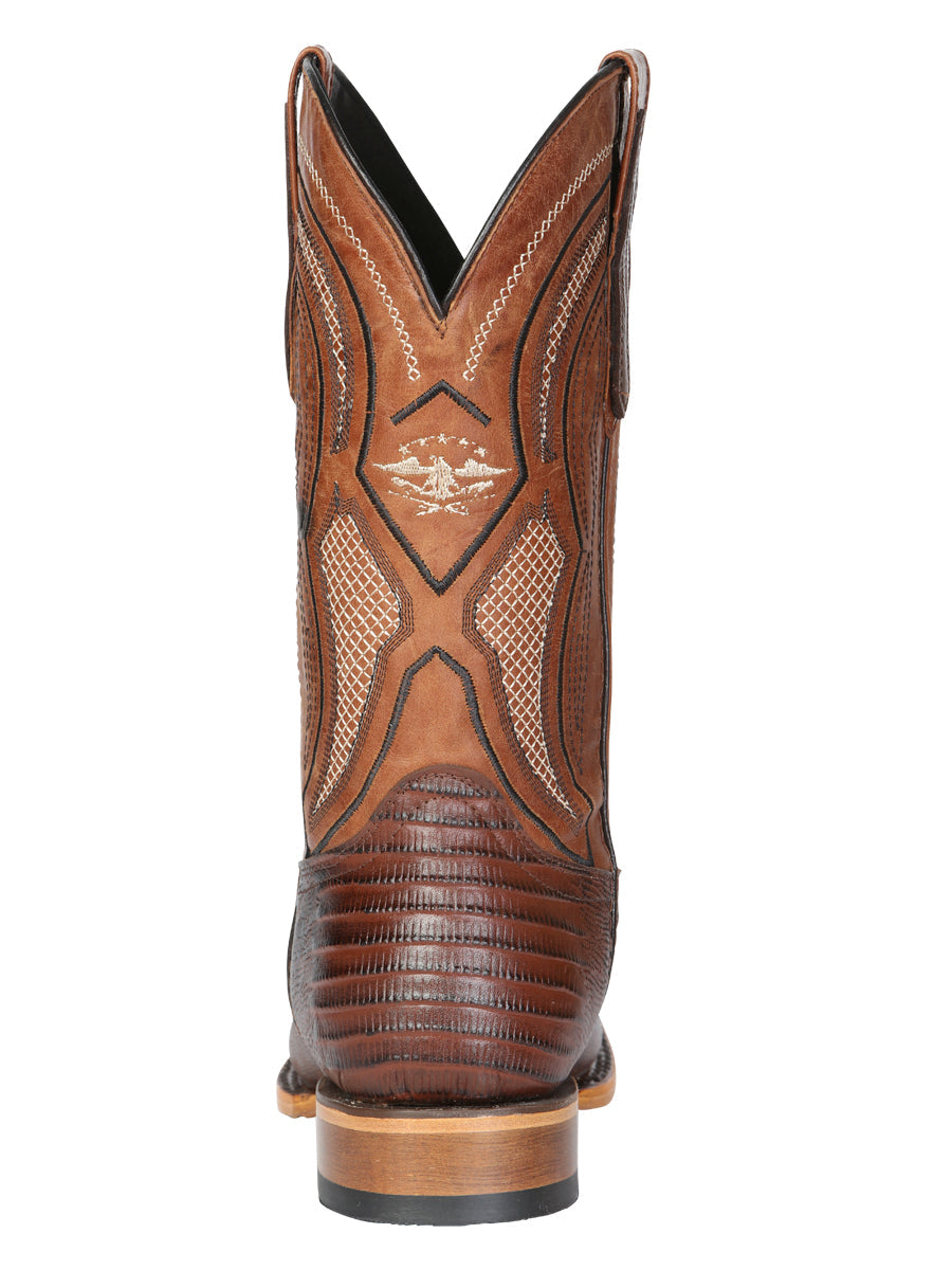Men's El General Western Boot Lizard Print Leather - Brown 45931