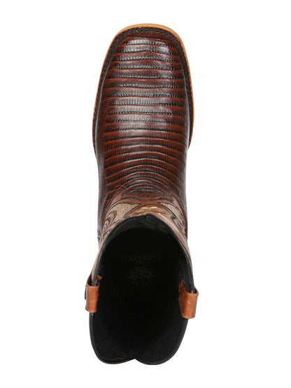 Men's El General Western Boot Lizard Print Leather - Brown 45931