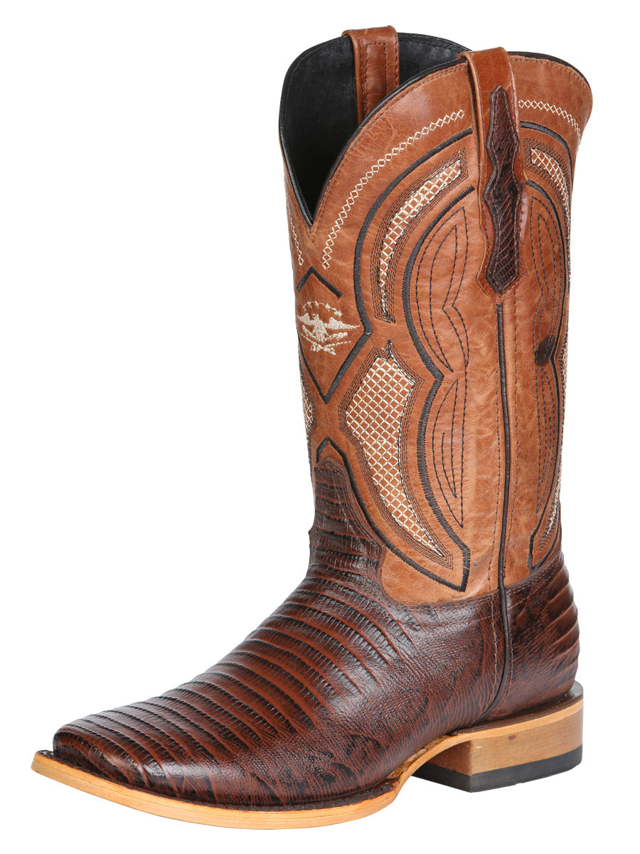 Men's El General Western Boot Lizard Print Leather - Brown 45931