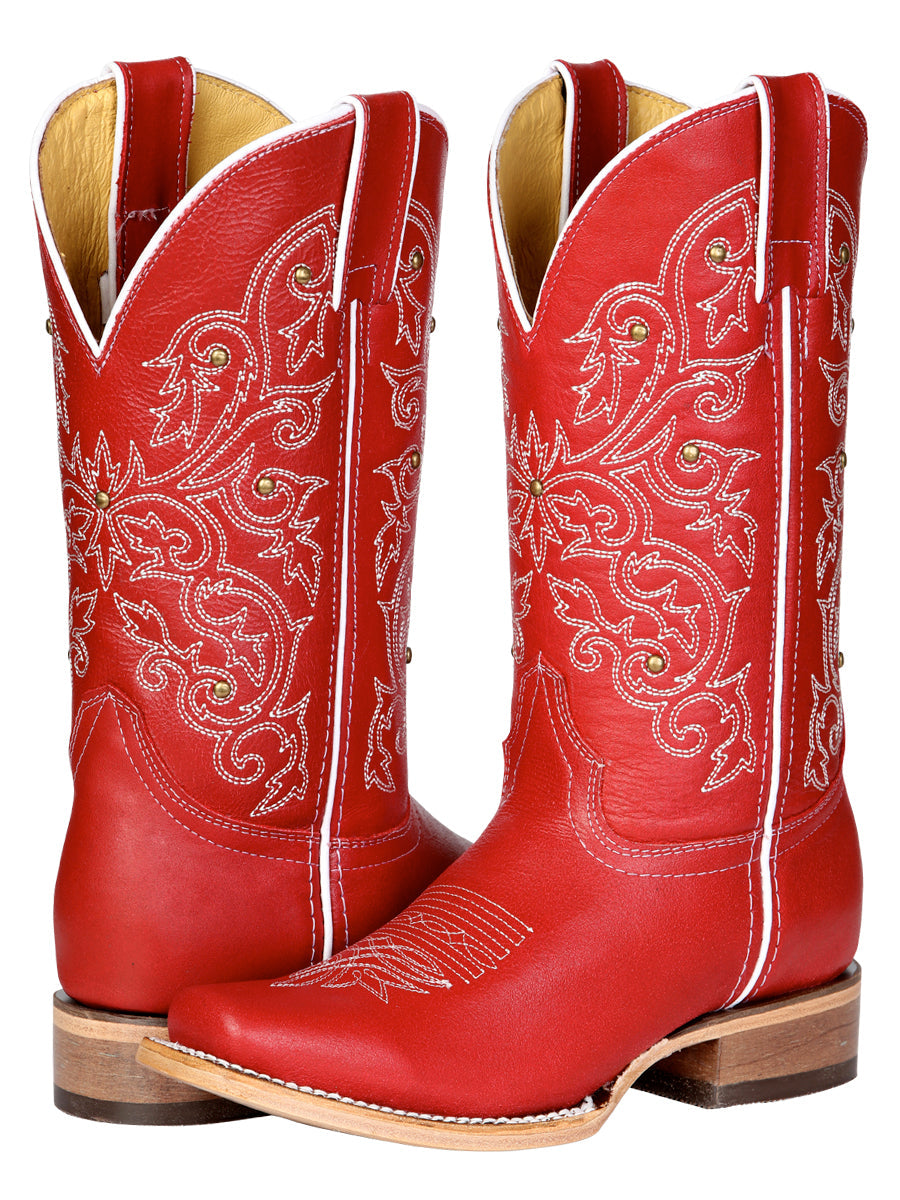 Women's El General Western Boot Crack Leather- Red 45932