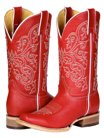 Women's El General Western Boot Crack Leather- Red 45932