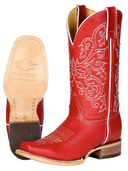 Women's El General Western Boot Crack Leather- Red 45932