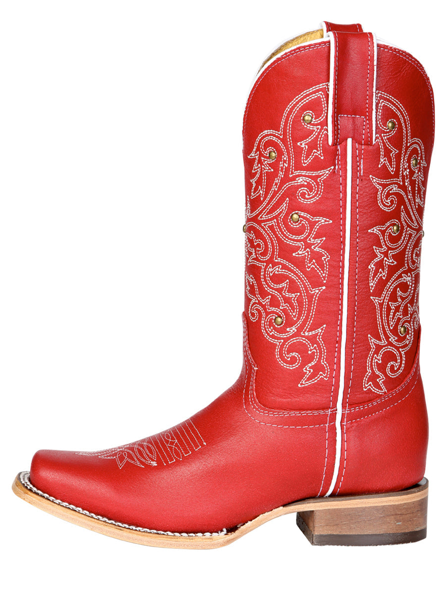 Women's El General Western Boot Crack Leather- Red 45932