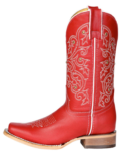 Women's El General Western Boot Crack Leather- Red 45932