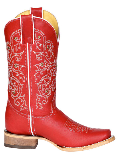 Women's El General Western Boot Crack Leather- Red 45932
