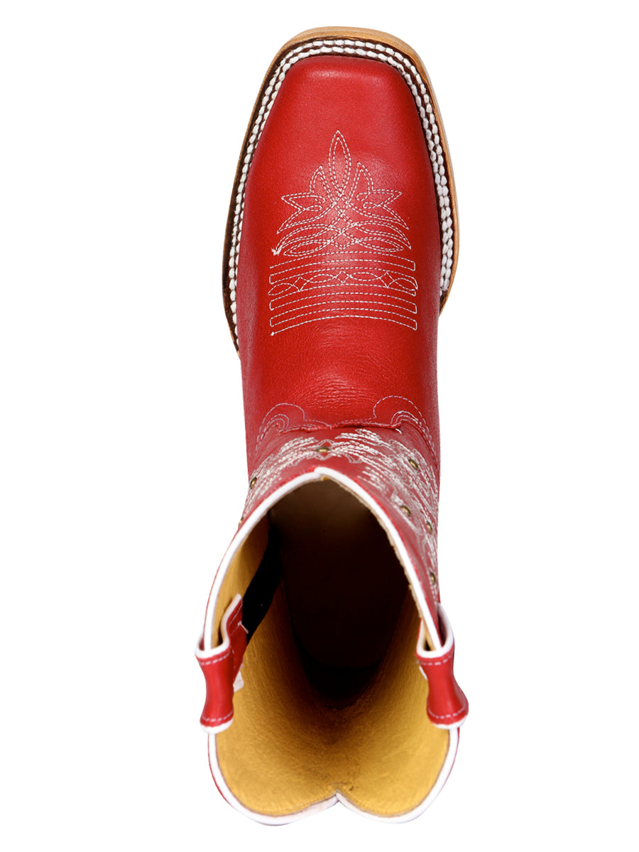 Women's El General Western Boot Crack Leather- Red 45932