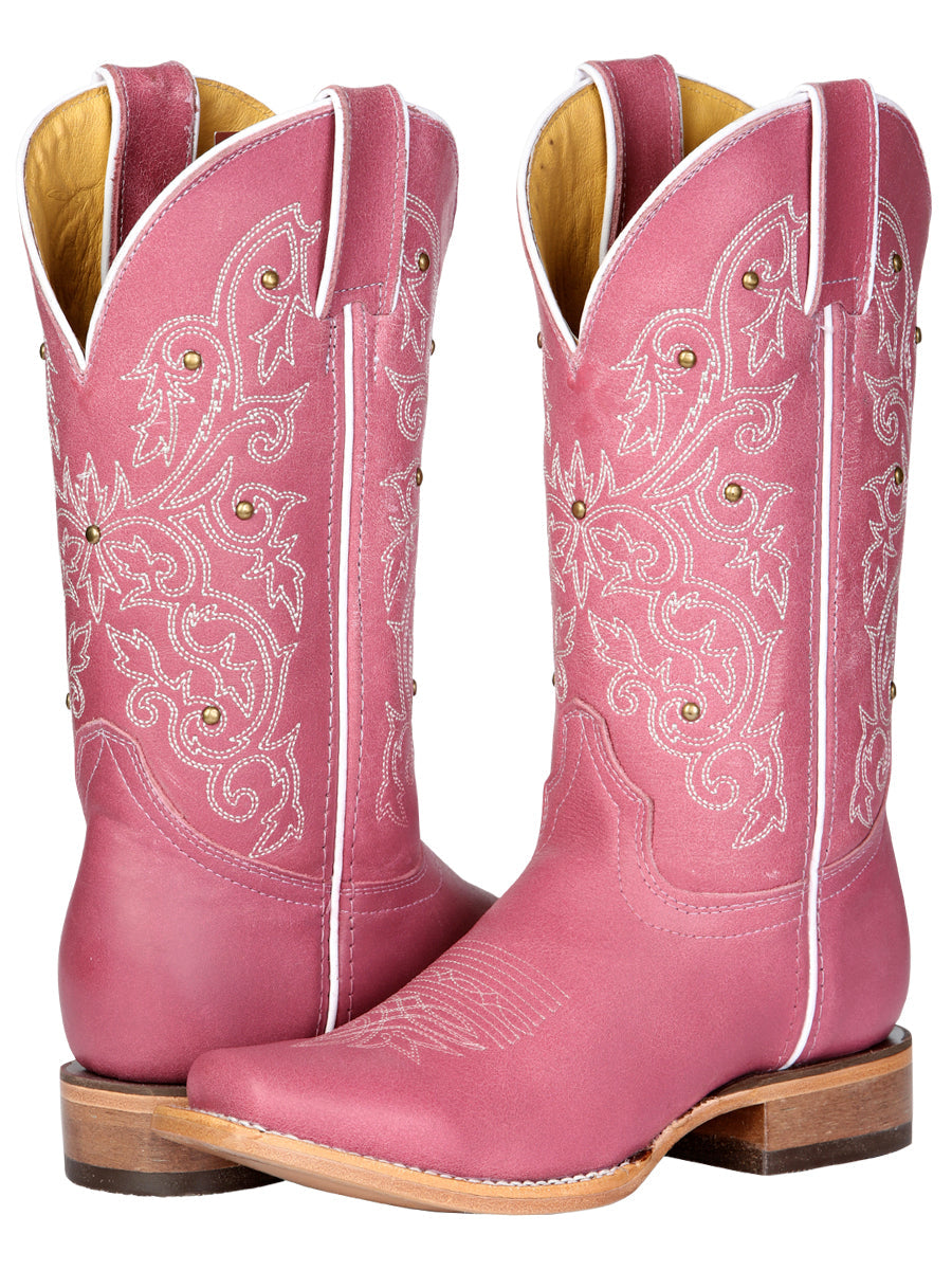 Women's El General Western Boot Crack Leather- Pink 45933