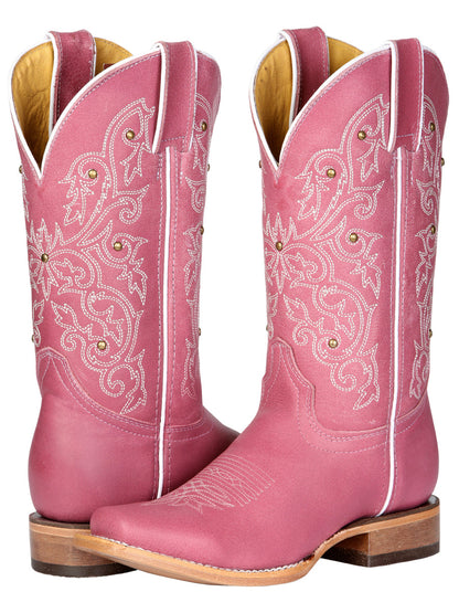 Women's El General Western Boot Crack Leather- Pink 45933