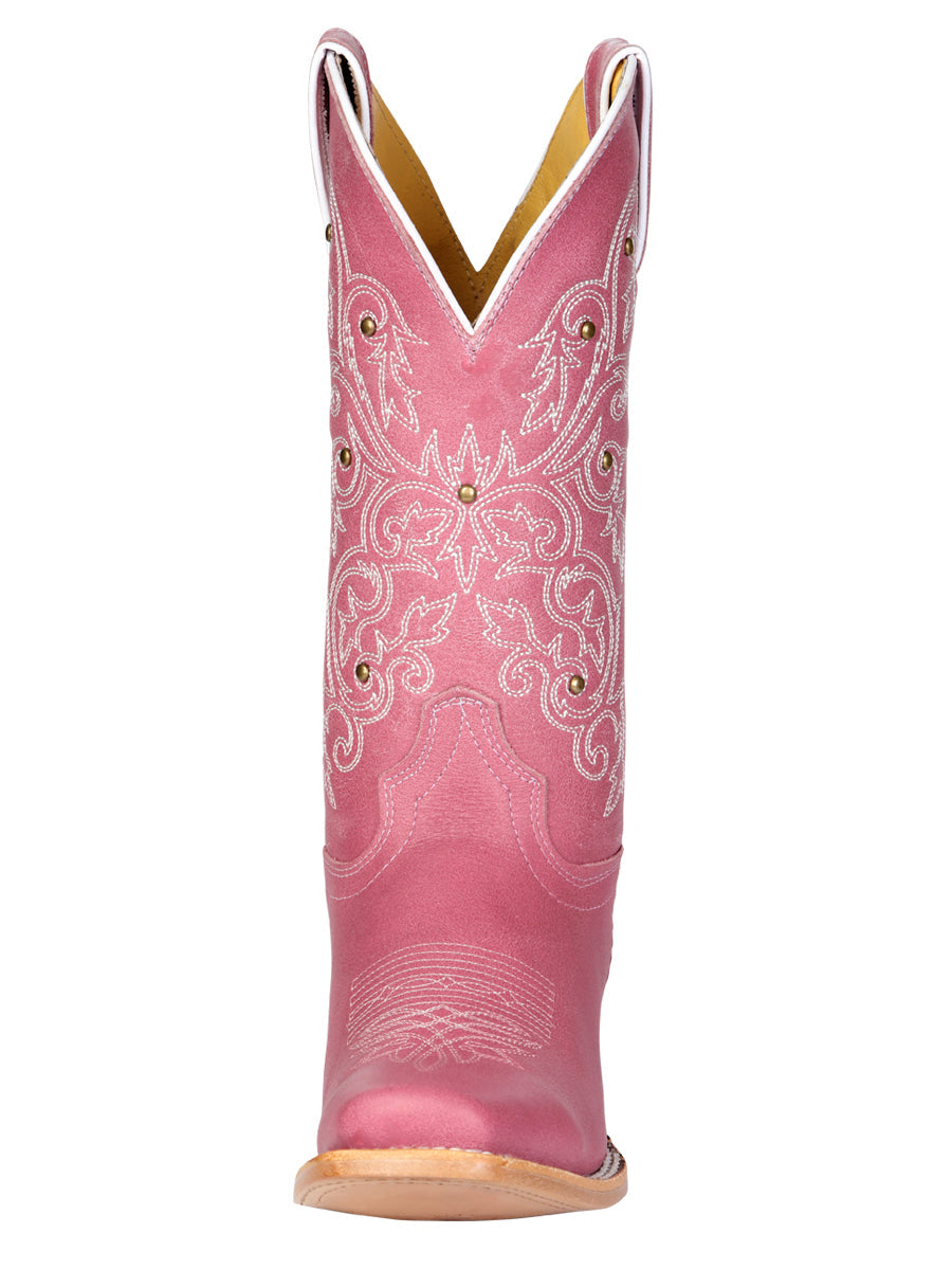 Women's El General Western Boot Crack Leather- Pink 45933