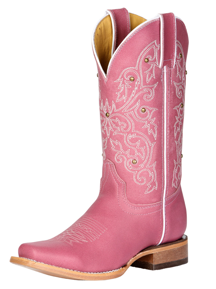 Women's El General Western Boot Crack Leather- Pink 45933